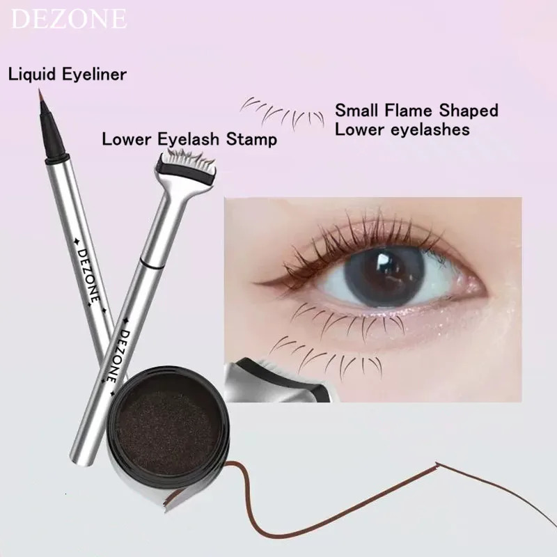 Dezone DIY Lower Eyelashes Stamps Liquid Eyeliner Eyelash Seal for Beginner Convenient Natural Simulation Mascara Stick 250704