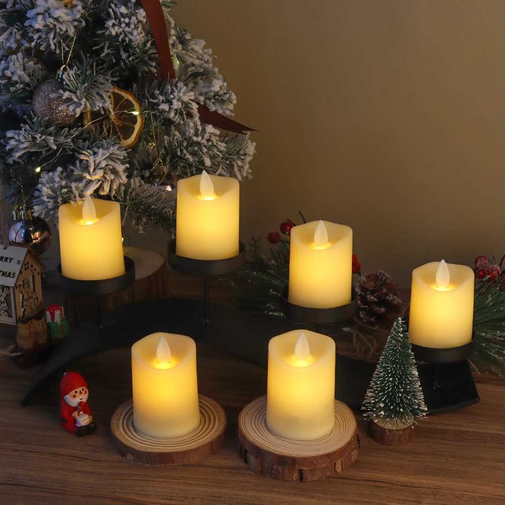 6Pcs Flickering Battery Candles Plastic Flameless Candles LED Electric Candles Fake Candle for Lantern Weddings Home Decor W250704