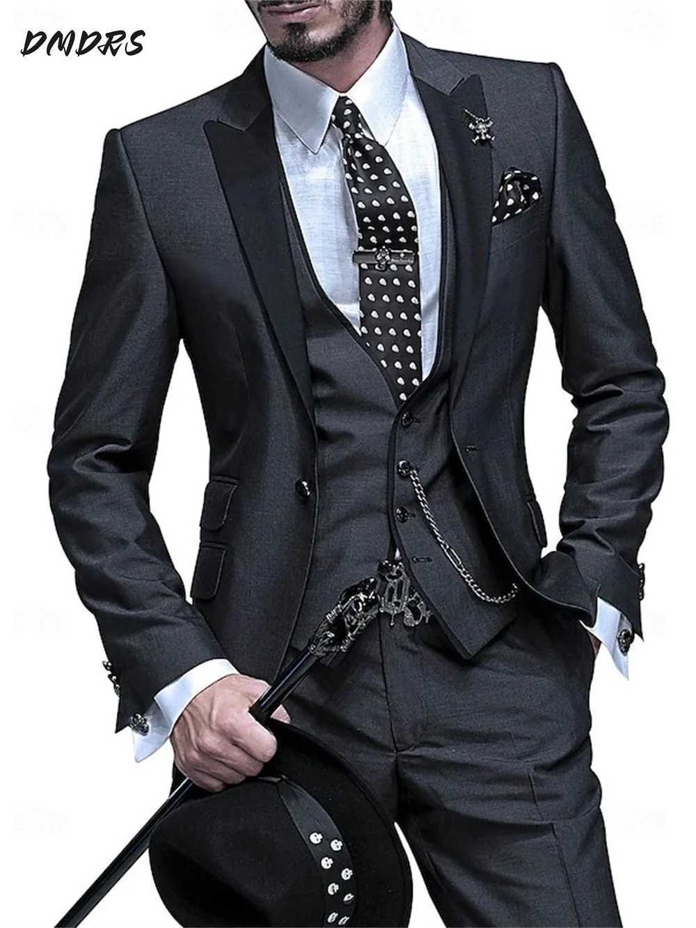 Elegant Mens Suit Pants Vest Three Piece Set Casual Western-style Men Suit Three-piece Set Business Attire For Men Fashionable X250704