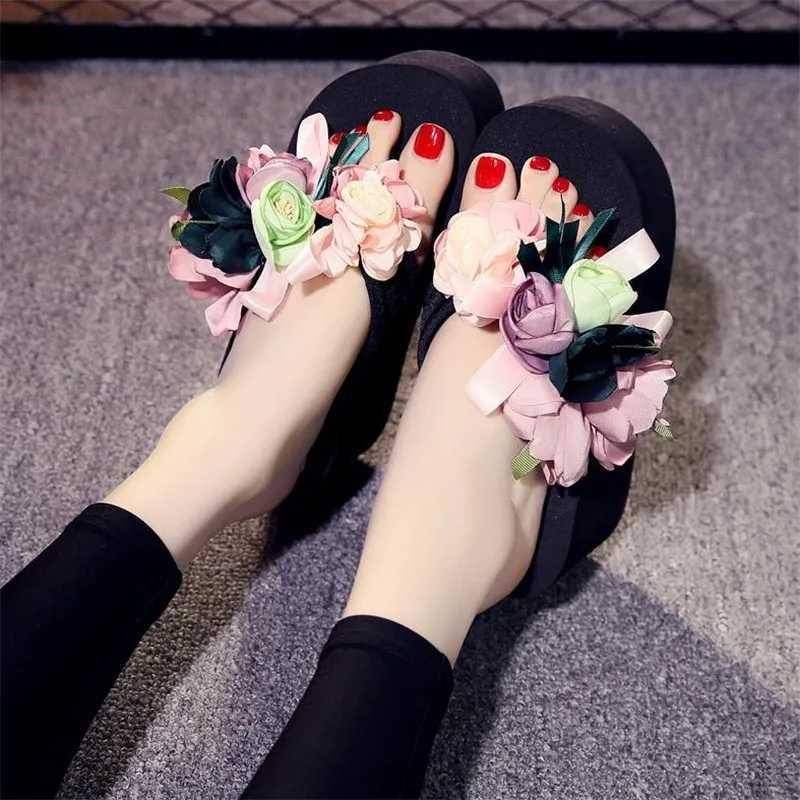 Flower Slides Women Shoes Woman Fashion High Quality Wedge Slippers Designers Sexy High Heels Mules W250704