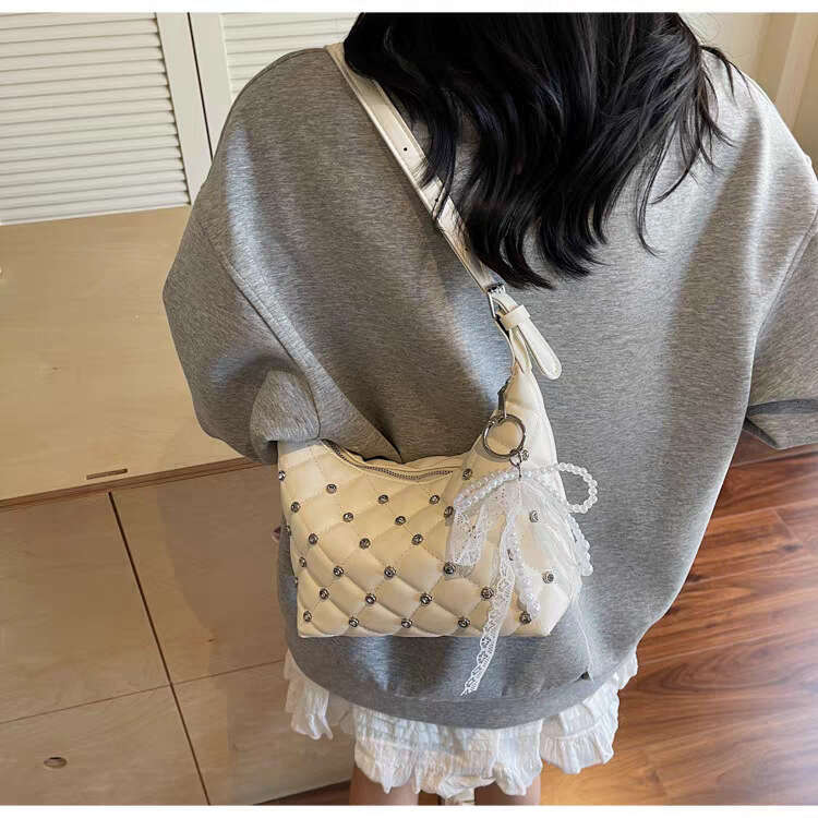 High-End Niche for Women Summer 2025 New Fashion Diamond-Studded Single Shoulder Underarm Korean Style Dumpling Bag