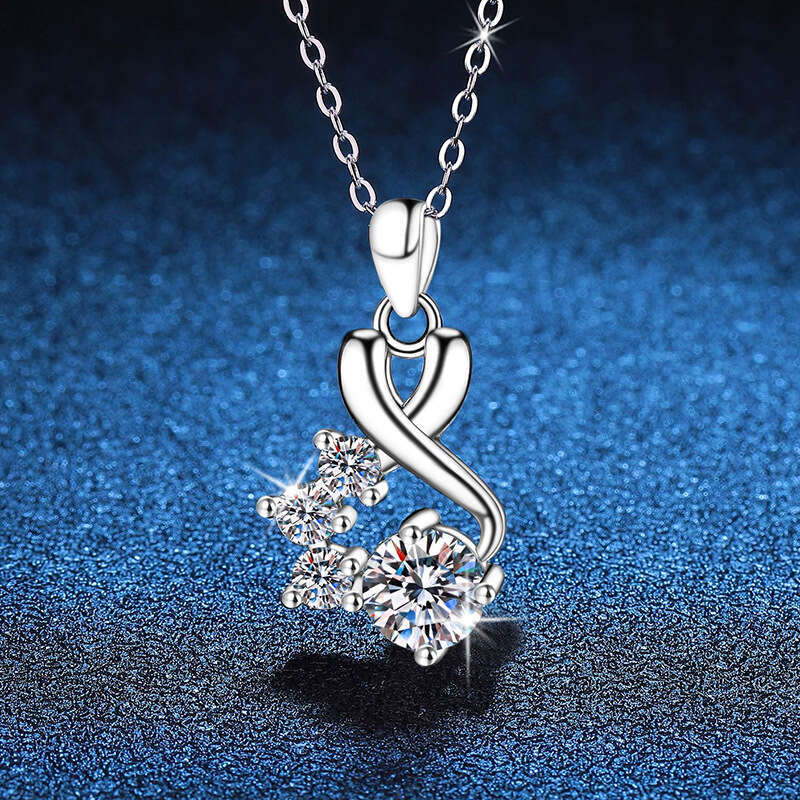S925terling S925ier for Women Light High-end Pendant 1 caratS925 MoiS925S925anite Necklace 5c2