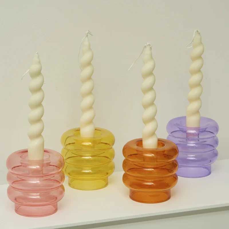 Twist Candles Sented Stick Candle and Candle Holders Ceramic Candle Stand Glass Tealight Candlestick Wholesale Candles W250704