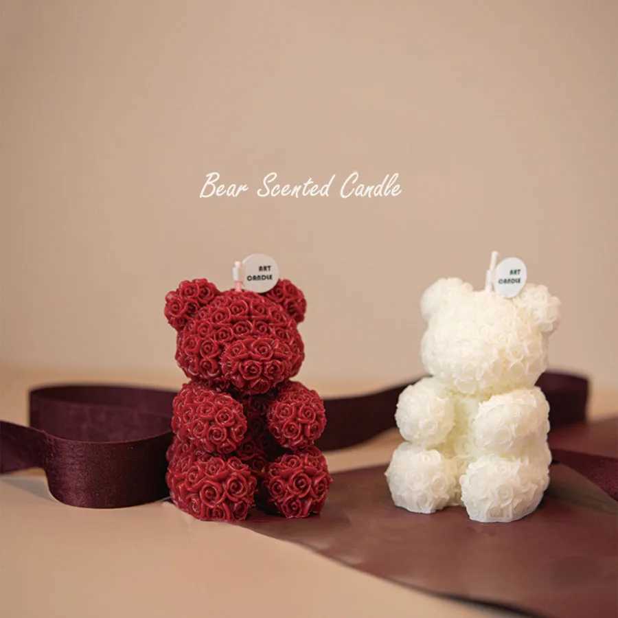 Advanced Rose Bear Aromatherapy Candle Romantic and Cute Valentines Day Gift Ornament with Handheld Gift W250704