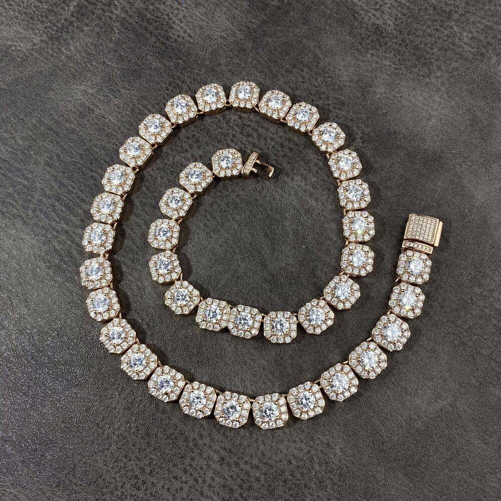 Custom Hip Hop Silver Gold Plated AAA+ Cubic Zircon Iced Out Cluster Tennis Link Chain Necklaces for Women Men