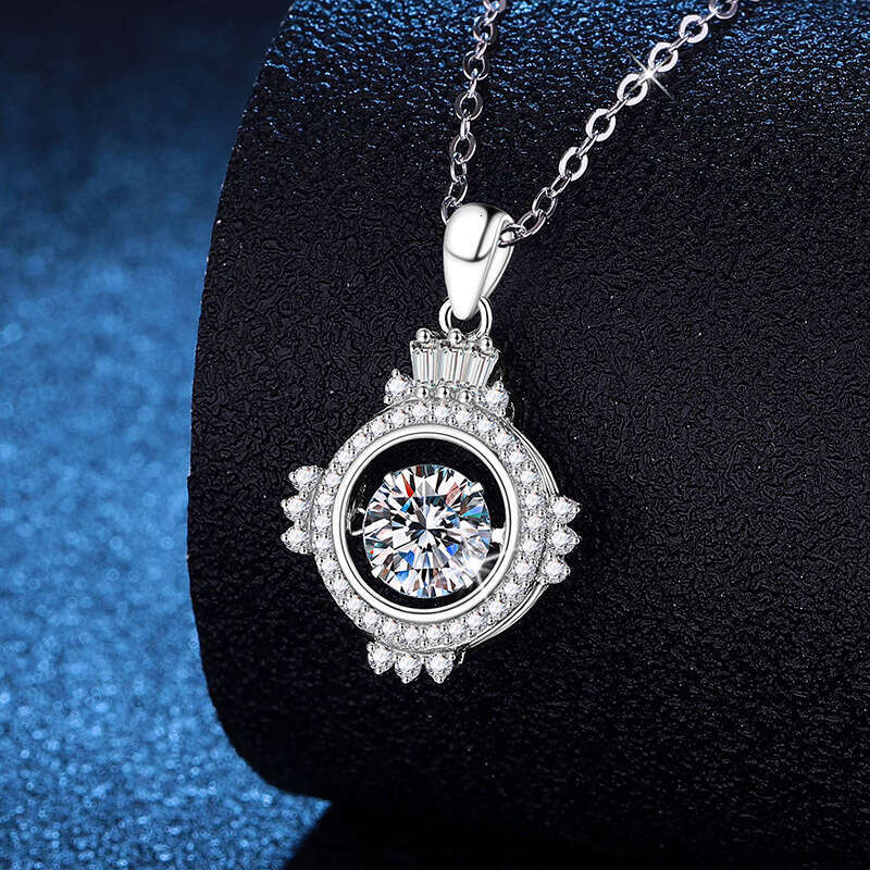 S925 Pure S925ier with Korean S925tyle Dynamic Pendant 1 caratS925 MoiS925S925anite Necklace for Women f4b