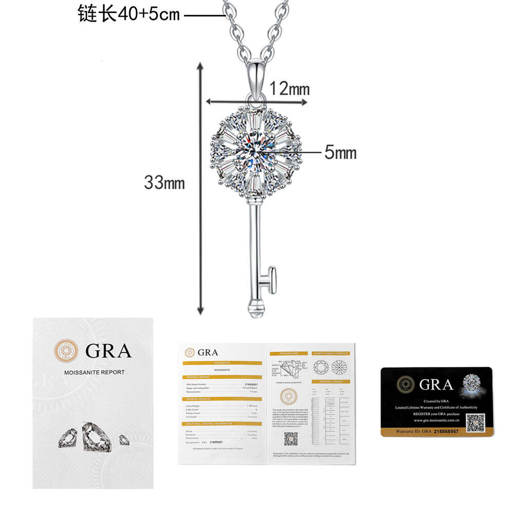 T Brand Key S925 Pure S925ier Pendant Light S925mall Fragrance S925tyle MoiS925S925anite Necklace for Women baf