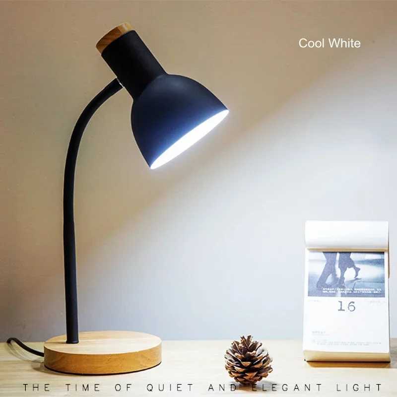 Creative Wooden Art Iron LED Folding Nordic Desk Lamp Eye Protection Reading Table Lamp for Living Room Bedroom Home Decor XJ250703