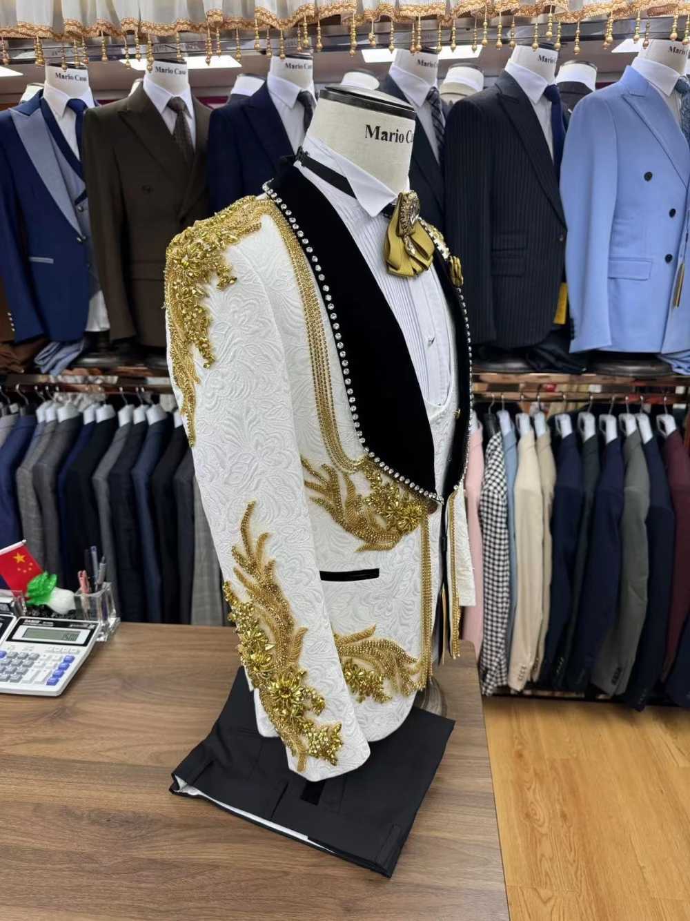 Handsome Dancing Mens 3-pieces Date Suit Set Customized Hot Sale Single Breasted Stylish Jacket Vest Pants Patterned Groom Wear X250704