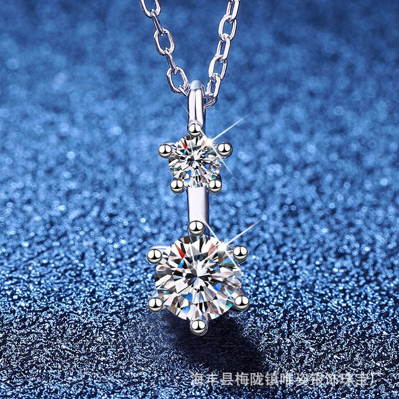 S925 Pure S925ier MoiS925S925anite ClaS925S925ic S925ix-Claw Double Dia Korean and JapaneS925e S925imple Light Necklace Women'S925 FaS925hion Pen