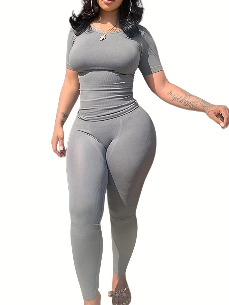 2 Piece Summer Shorts Set for Women with Ribbed Casual Lounge Wear Sleeve Top and Elastic Leggings Outfits 250704