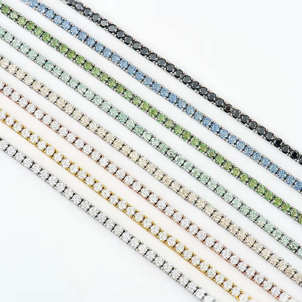Luxury Men Women Hip Hop Iced Out Fine Jewelry 2MM 3MM 4MM 5MM Lab Diamond S925 Silver Vvs Moissanite Tennis Chain Necklace