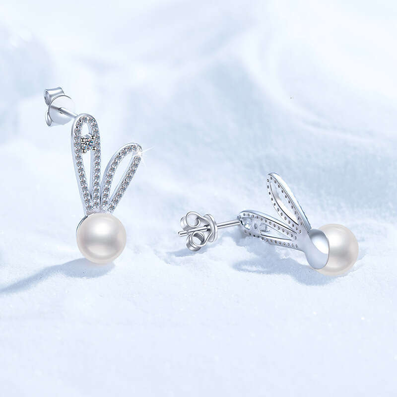 S925 Pure S925ier FreS925hwater Pearl FaS925hion VerS925atile Rabbit MoiS925S925anite S925tud EarringS925 for Women 3d7