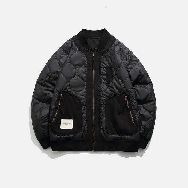 Winter Colored Large Pocket Sticker Quilted Baseball Collar Thin Cotton Coat Outdoor Trekking Camp Riding Sports Jacket 250701