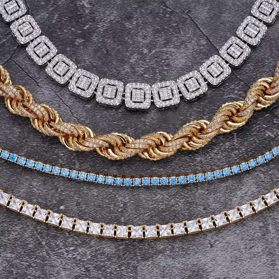 925 Sterling Silver Rope Chain Necklace Twisted Vvs Moissanite Thick 14k Solid Gold Rope Chain