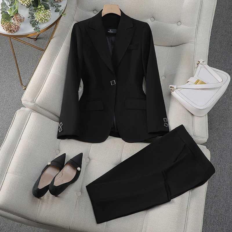 ZJYT Plus Size Womens Blazer And Pants Set Elegant Office Lady Workwear One-Button Jacket And Trousers Suit Two Piece Outfit X250704