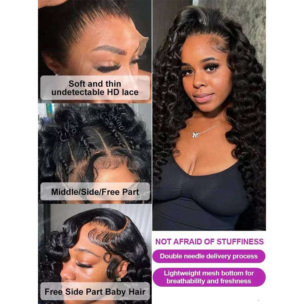 Loose Deep Human Hair 13x4 13x6 HD Front 250 Density Curly Nature Wave 360 Full Lace Frontal Wigs For Women