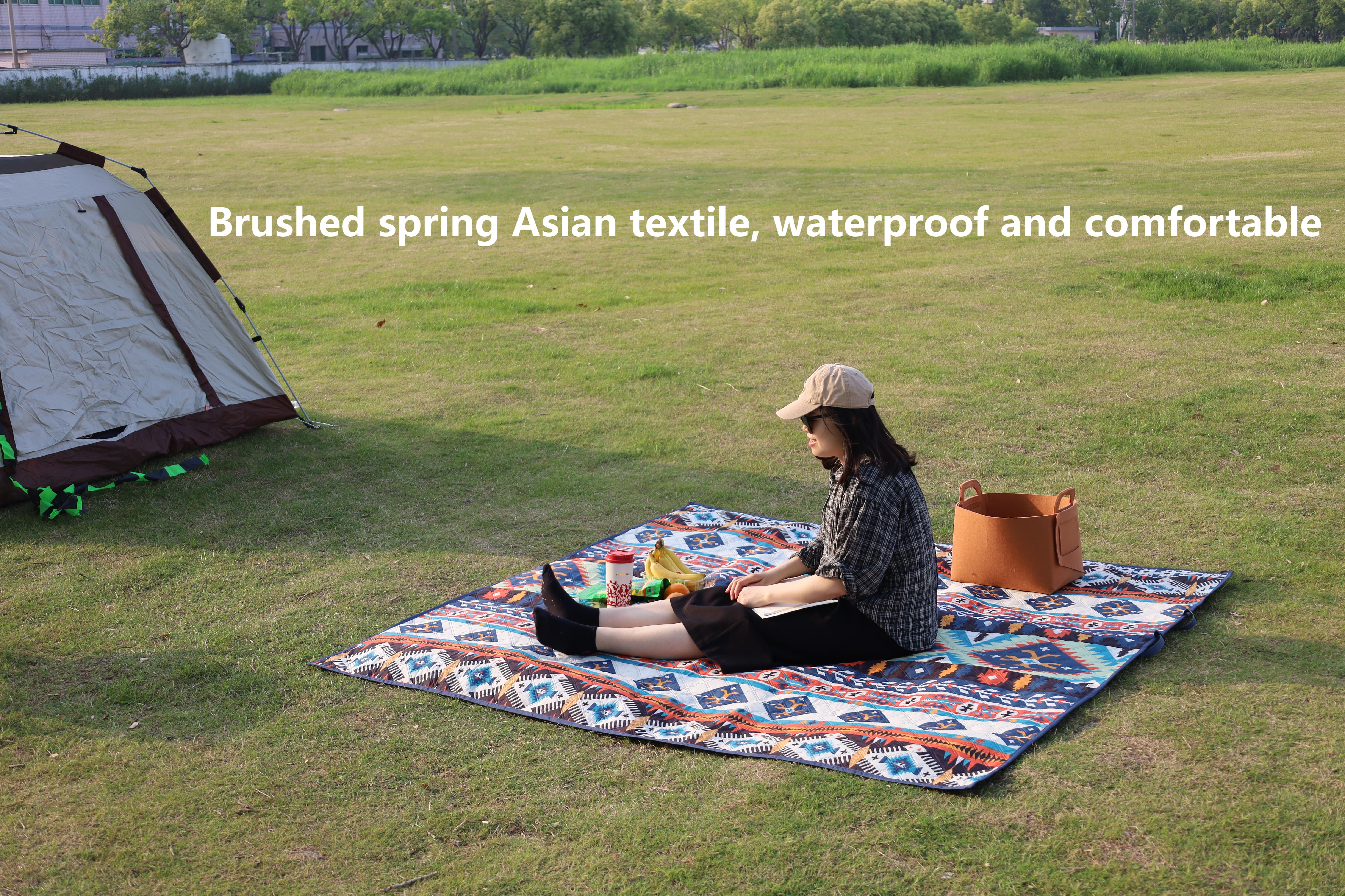Camping picnic mat outdoor supplies portable thick more durable waterproof oxford cloth fun ground mat Exotic charm