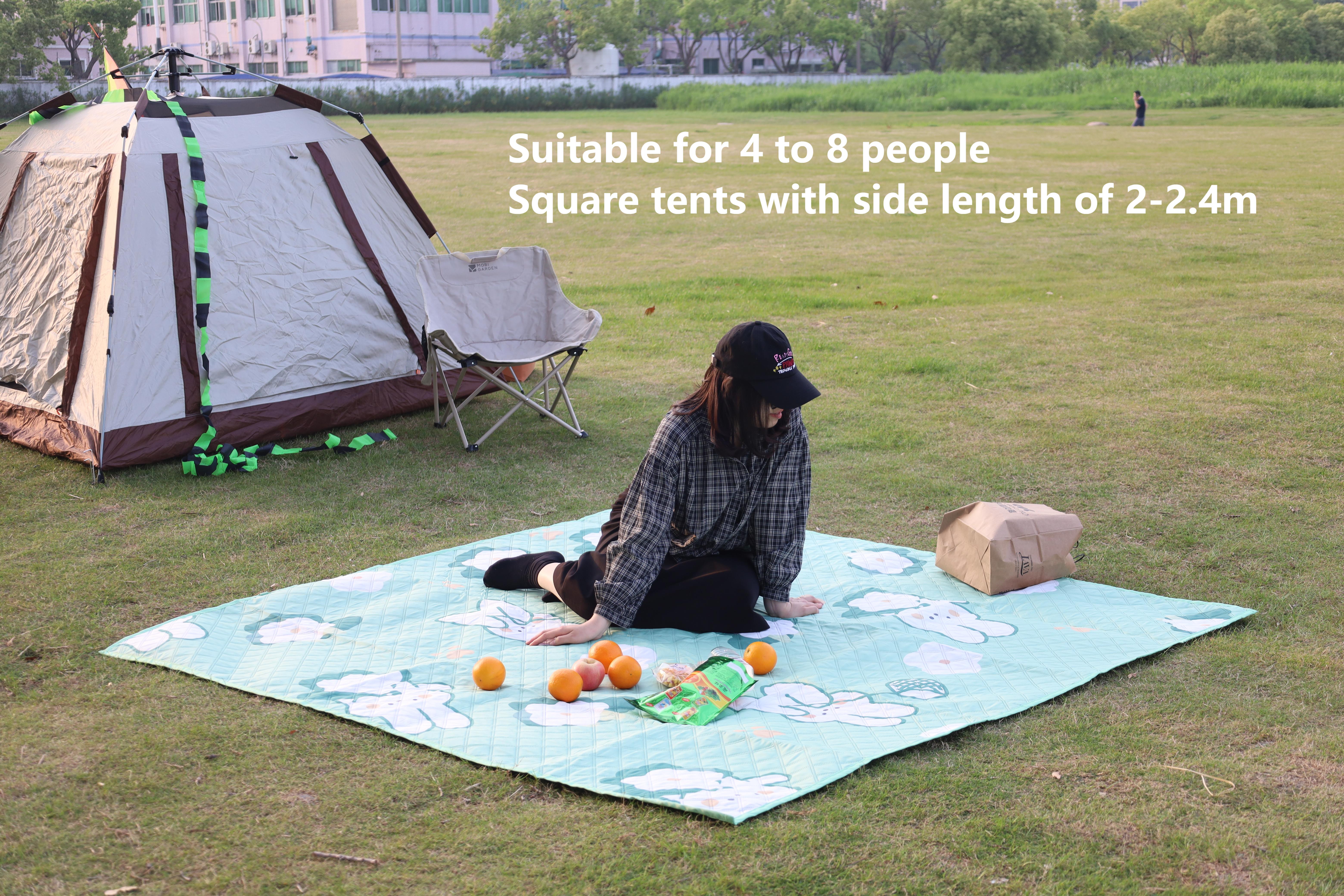 Camping picnic mat outdoor supplies portable thick more durable waterproof oxford cloth fun ground mat Green Rabbit