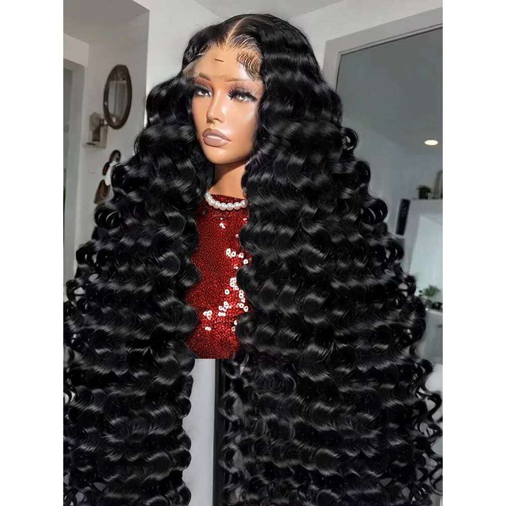 Loose Deep Human Hair 13x4 13x6 HD Front 250 Density Curly Nature Wave 360 Full Lace Frontal Wigs For Women