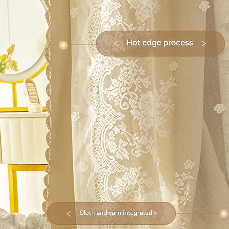 YL-35560 French lace curtains full blackout bedroom living room ins style cream hook finished curtain