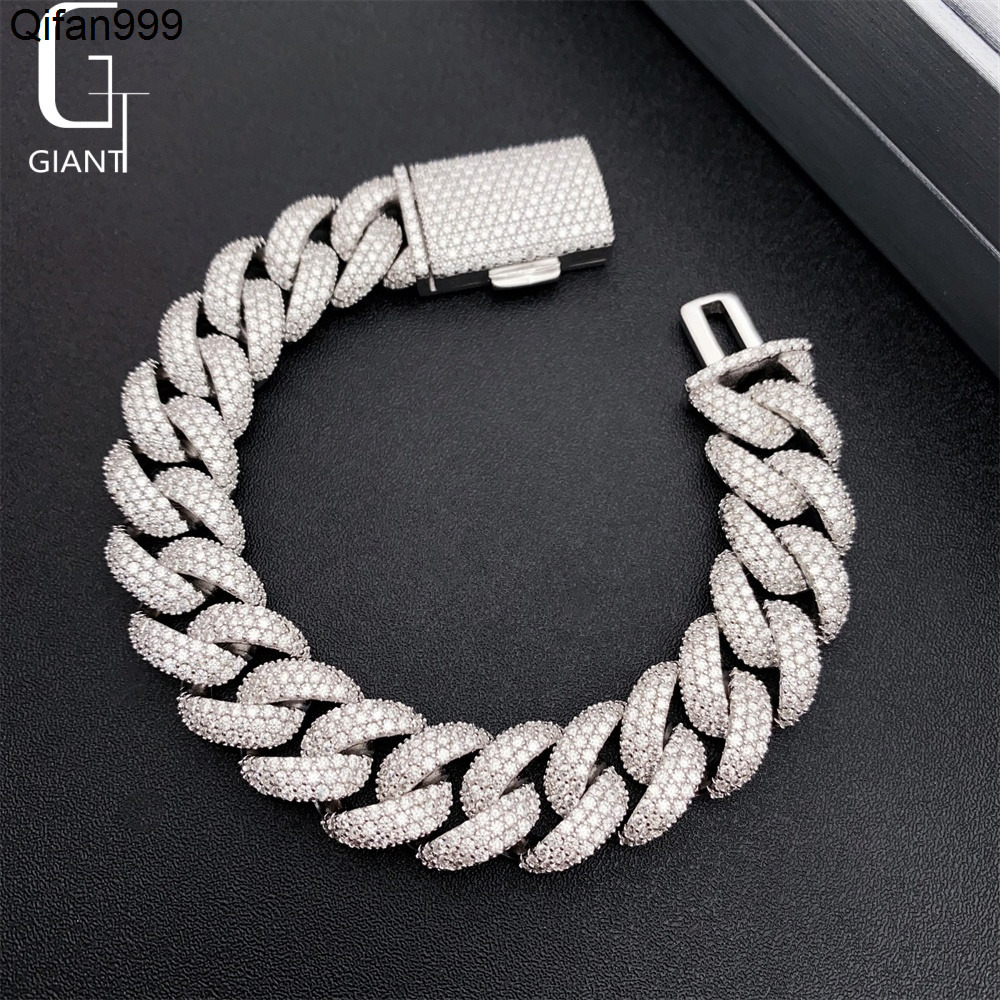 15 mm HIP HOP 925 Sterling Silver VVS Moissanite Diamond Cuban Jewelry Fashion Cuban Link Chain Necklace Bracelet Unisex