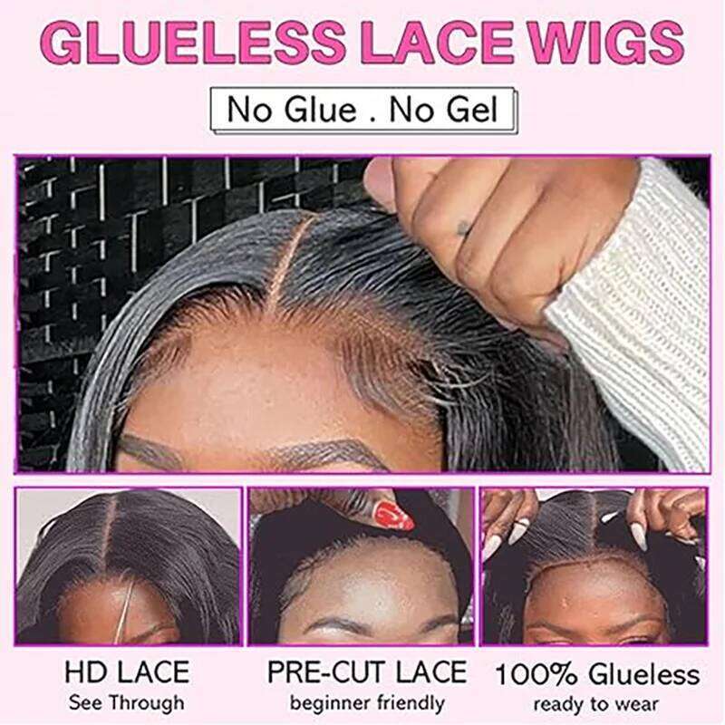 ISEE 7X5 And Go Transparent Straight WigLace Front Pre Cut PrePlucked Glueless Wig Human Hair Ready To Wear OQhair