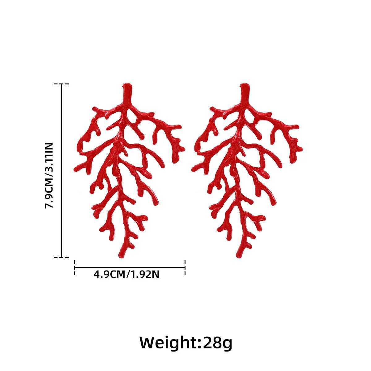 ZA Exaggerated New Temperament Red Alloy Coral Big Earrings Y250704