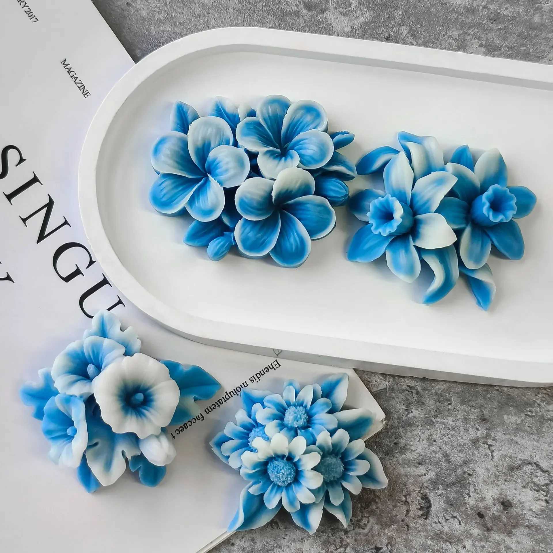 Flower Silicone Mold for DIY Aromatherapy Candles Diffuser Stones Plaster Handmade Soap Petal Resin Crafts and Home Decoration W250704