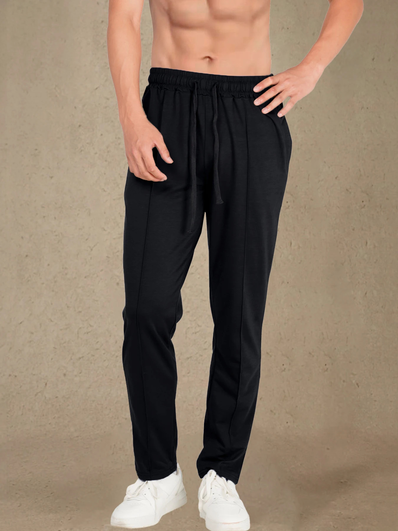 Mens casual pants mens autumn breathable solid color sports pants fitness streetwear 250704
