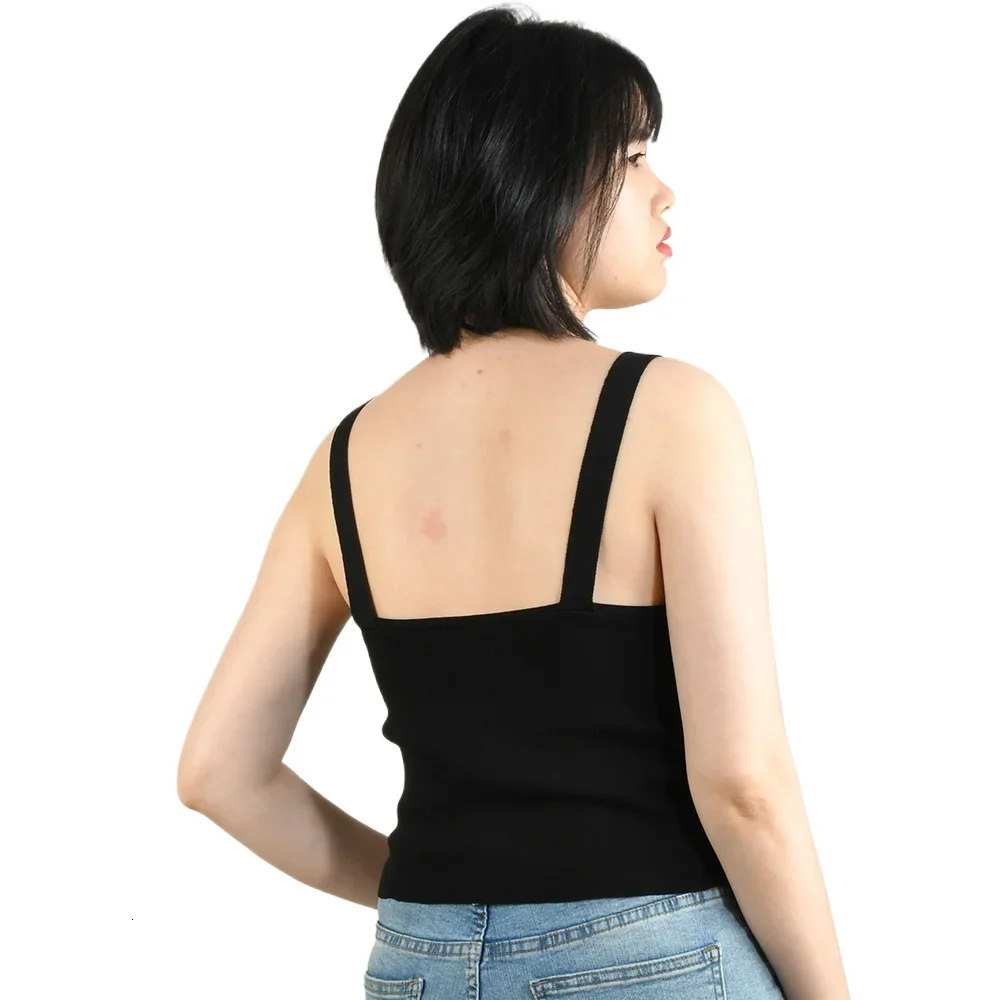 Summer Vest Tops For Woman Shinny Rhinestone Strappy V Neck Sleeveless T shirts Women Tank Crop Camisole Clothes Female Tee 250704
