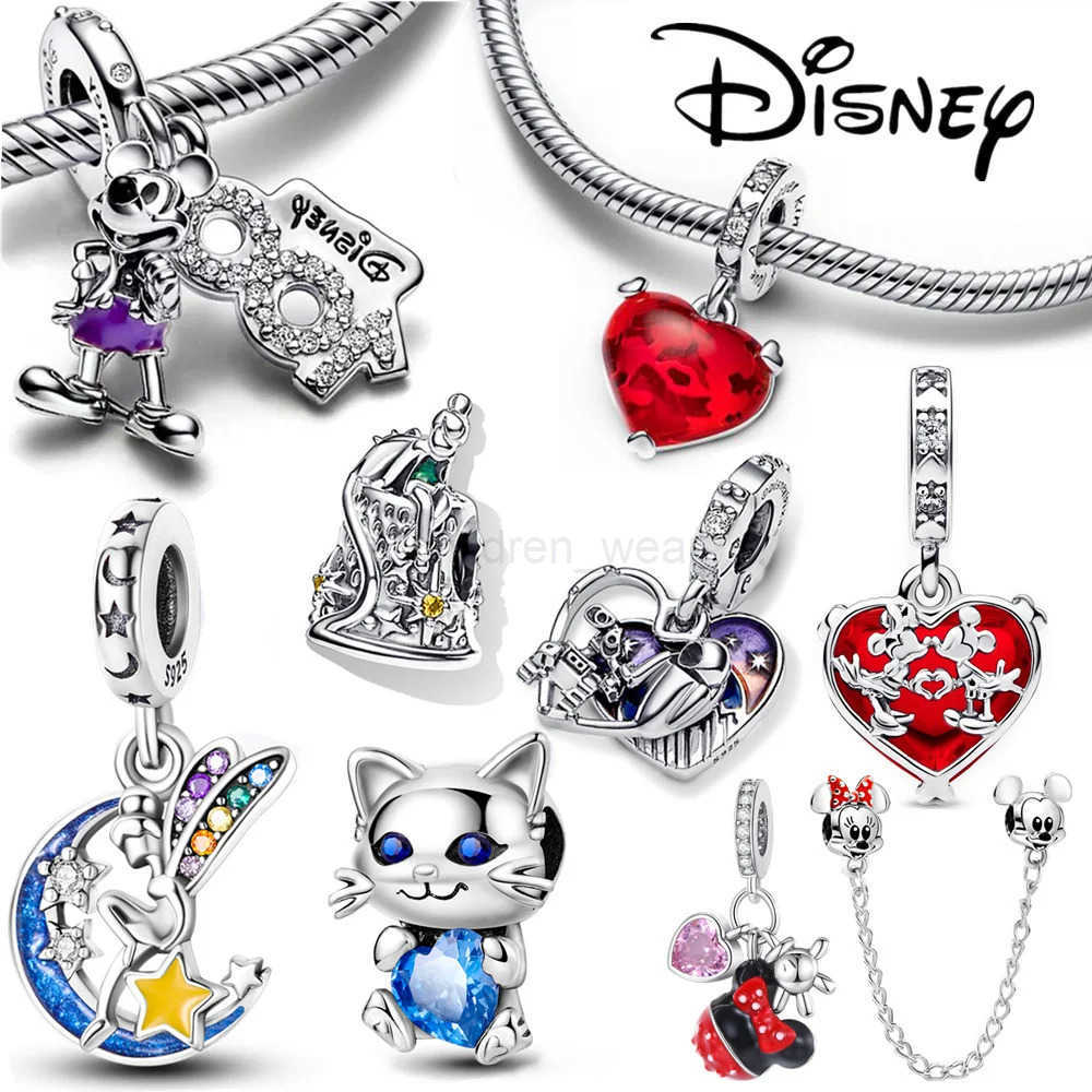 Disney 2023 New Disney Mickey Love Pendant Charms For Women Bead Charm Bracelet DIY Jewelry W20250712