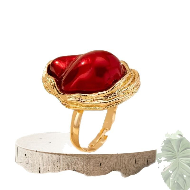 French Style Irregular Pearl for Women, Exaggerated Index Finger Ring, Unique Fashion Design, New Trendy Open Ring
