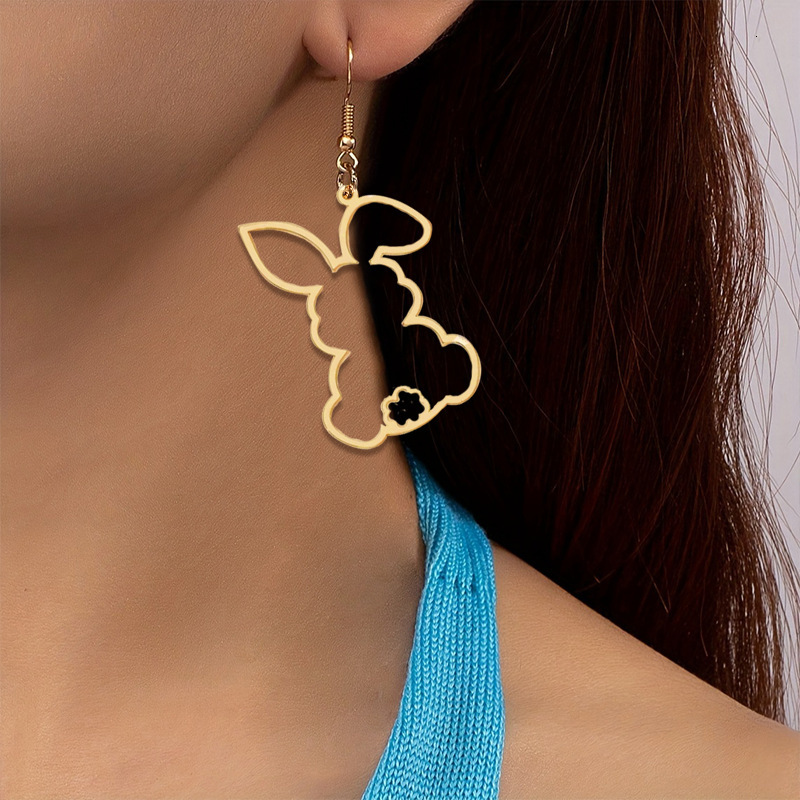 Fashion Cartoon Rabbit Cute Sweet Hollow Design Women's Earrings Trendy Versatile