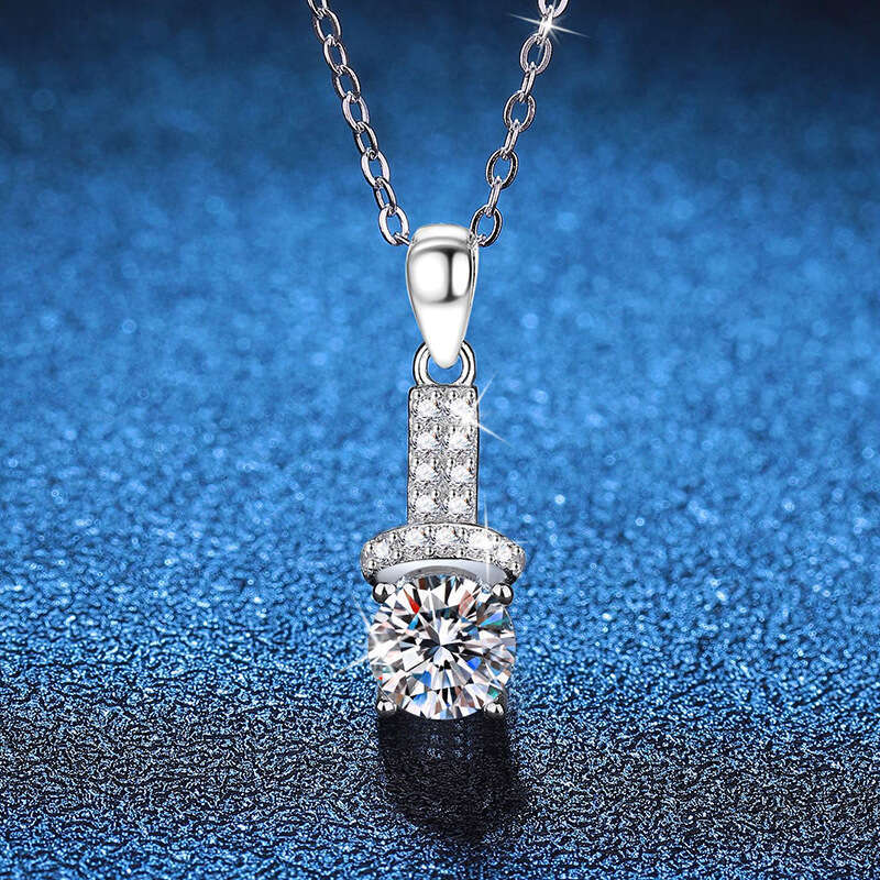Live S925 Pure S925ier Pendant Light Niche 1 caratS925 MoiS925S925anite Necklace for Women 0e3
