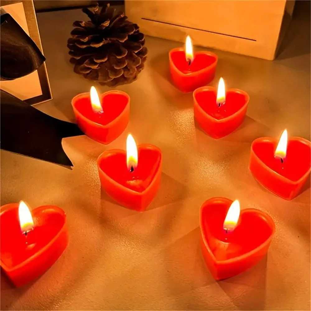 9pcs Heart-Shaped Scented Tea Candles Set Wedding Supplies Romantic Decor Creative Love Candle Marriage Proposals Birthday Gift W250704
