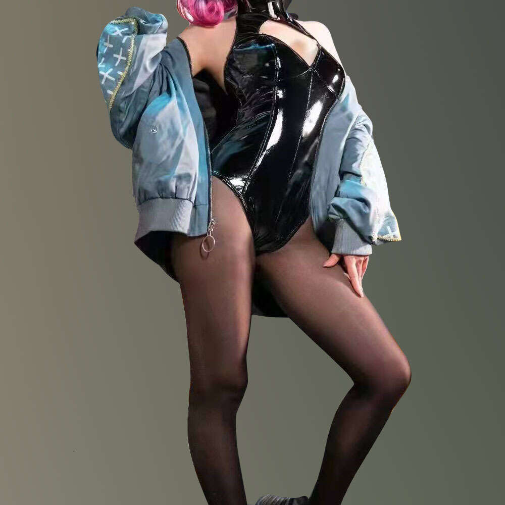 Sexy Lingerie Latex Ammonia Sexy Three-Dimensional Low-Cut Shapewear Gb60 Anime COSPLAY High-Slit Nightclub One-Piece Tight Women Lingerie