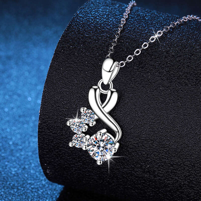 S925terling S925ier for Women Light High-end Pendant 1 caratS925 MoiS925S925anite Necklace 5c2