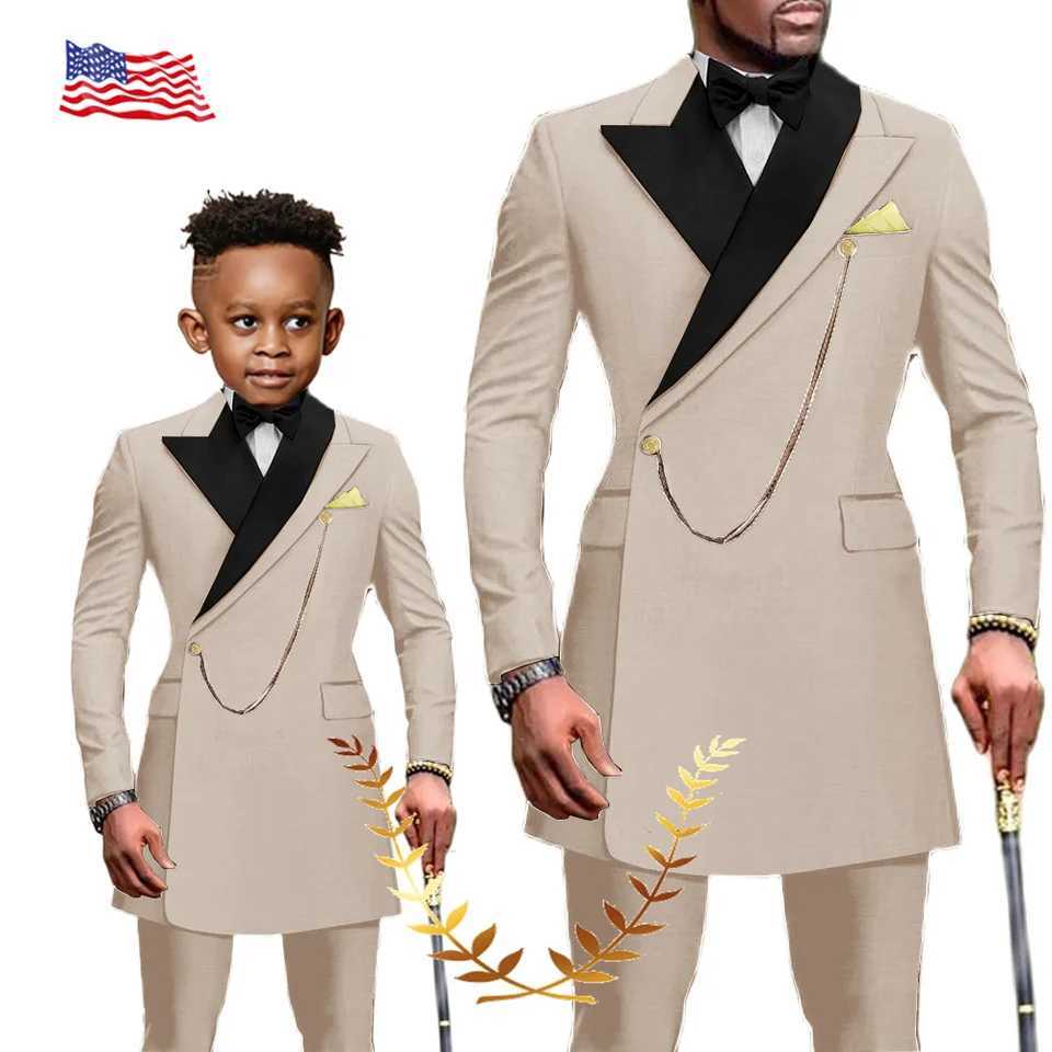 African Style Mens Suit 2 Piece Patch Collar Blazer Wedding Tuxedo Formal Father Child Party Clothes Customized Color X250704
