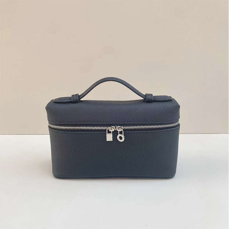 LP19 Lunch Box Piana Genuine Leather Women's Single Shoulder Crossbody Handbag Macaron Color Series Lychee Texture Makeup Bag
