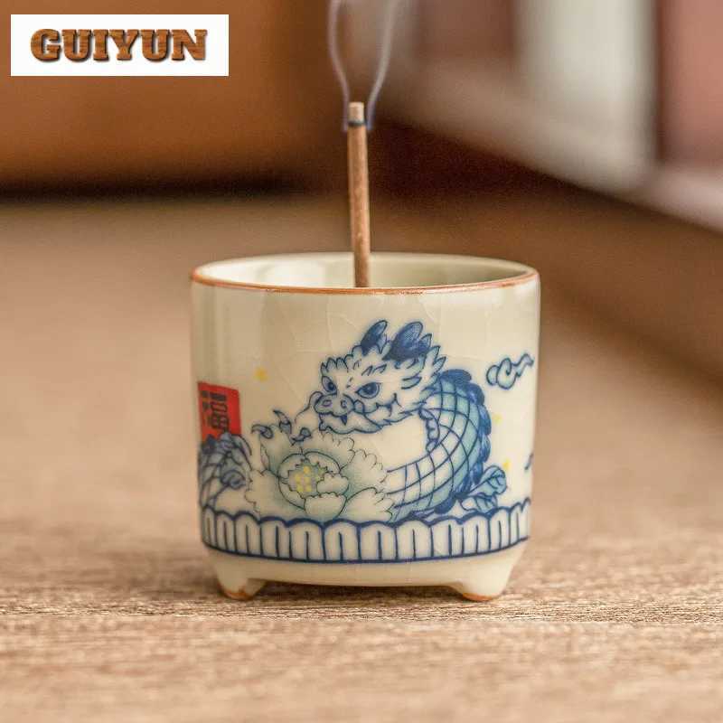Creative Dragon Play Flower Ru Kiln Incense Seat Line Insert Incense Burner Home Burner Base Furnace Tea Set Accessories Crafts W250704