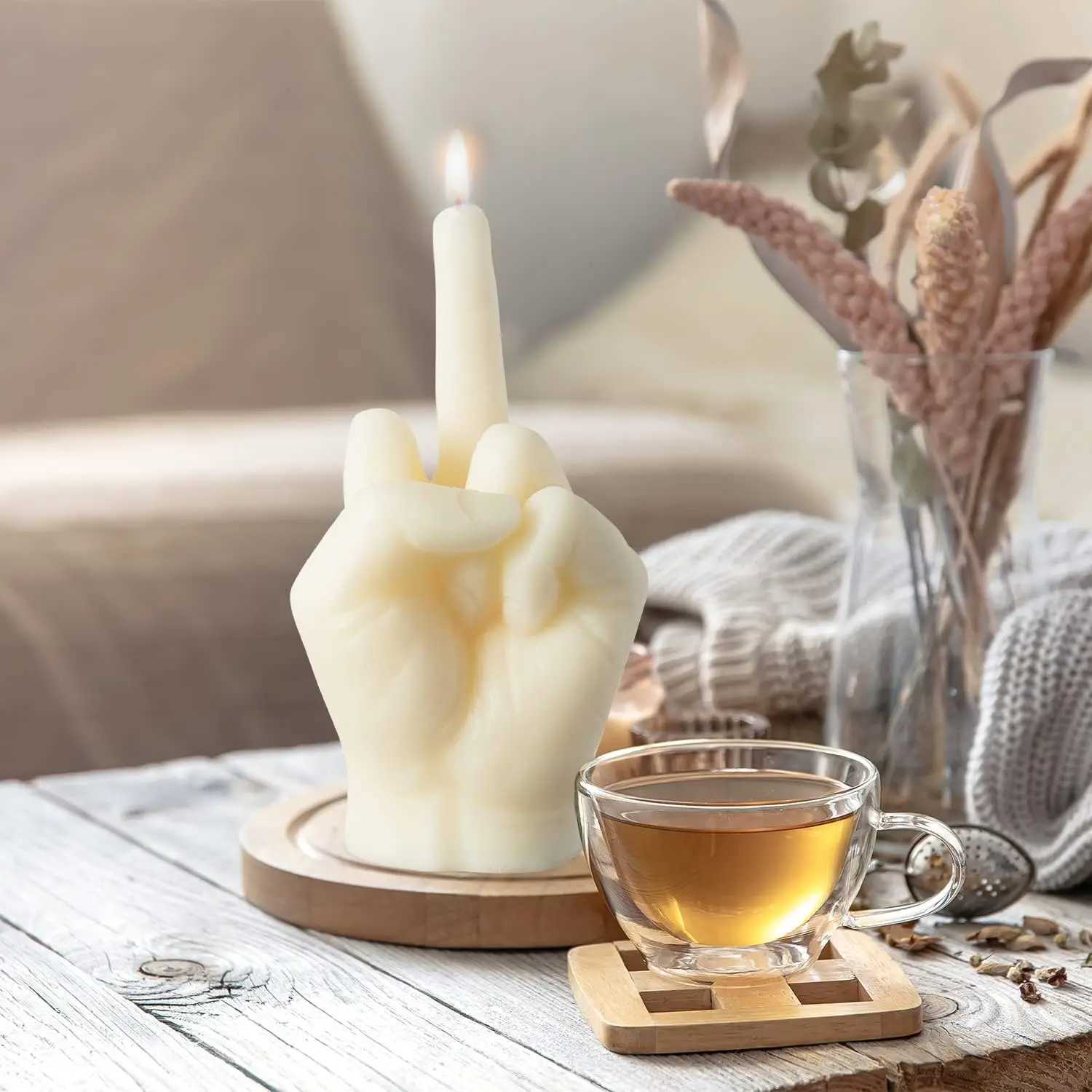 inger Scented Candle Room Decor Aesthetic Fragrance Soy Wax Aromatherapy Hand Gesture Candles Desk Statues Sculpture Decor W250704