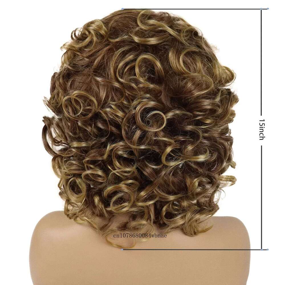 Mix Blonde Synthetic Wigs with Bangs Natural Fluffy Soft Bouncy Curly Wig for Women Ladies Daily Costume Cosplay Party Fake Hair
