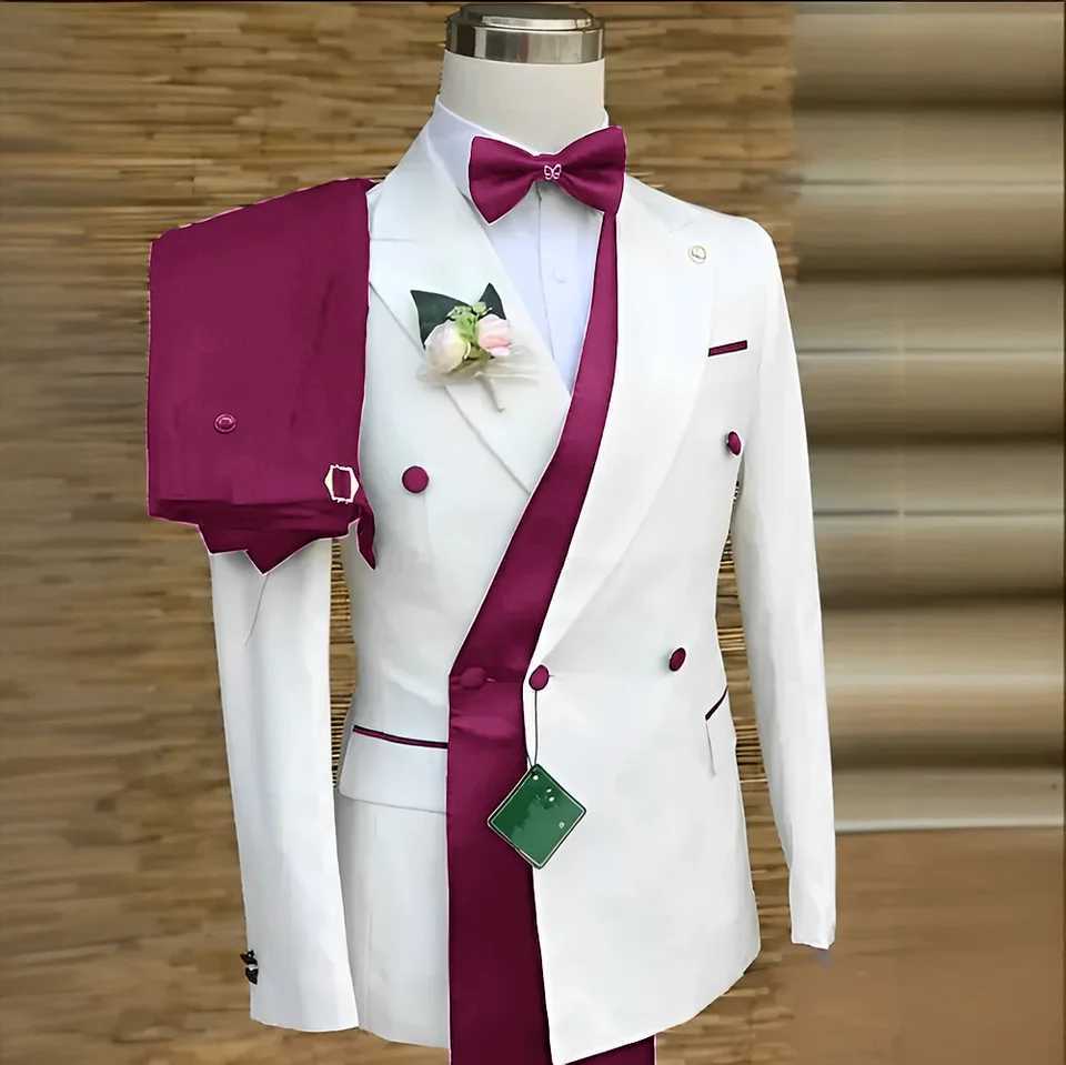 Bespoke Custom White Black Wedding Suit for Men New Design Slim Fit Groom Best Man Wedding Tuxedo Formal Prom Wear 2 Pieces Set X250704