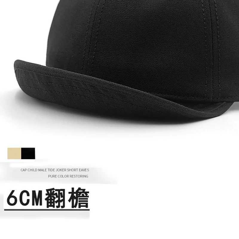 Large Up-turn Peak Snapback Hat Man Wan 5CM Short Brim Baseball Cap 55-60cm 60-65cm X250704
