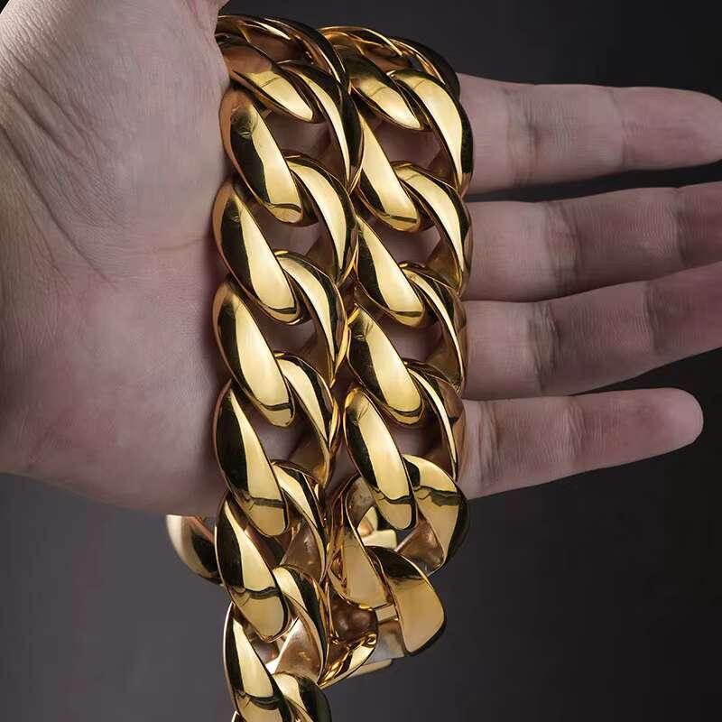 Wholesale Stainless Steel Hip Hop New Luxury Cuban Link Bracelet Moissanite Cuban Link Custom Heavy Gold Cuban Link Necklace Men