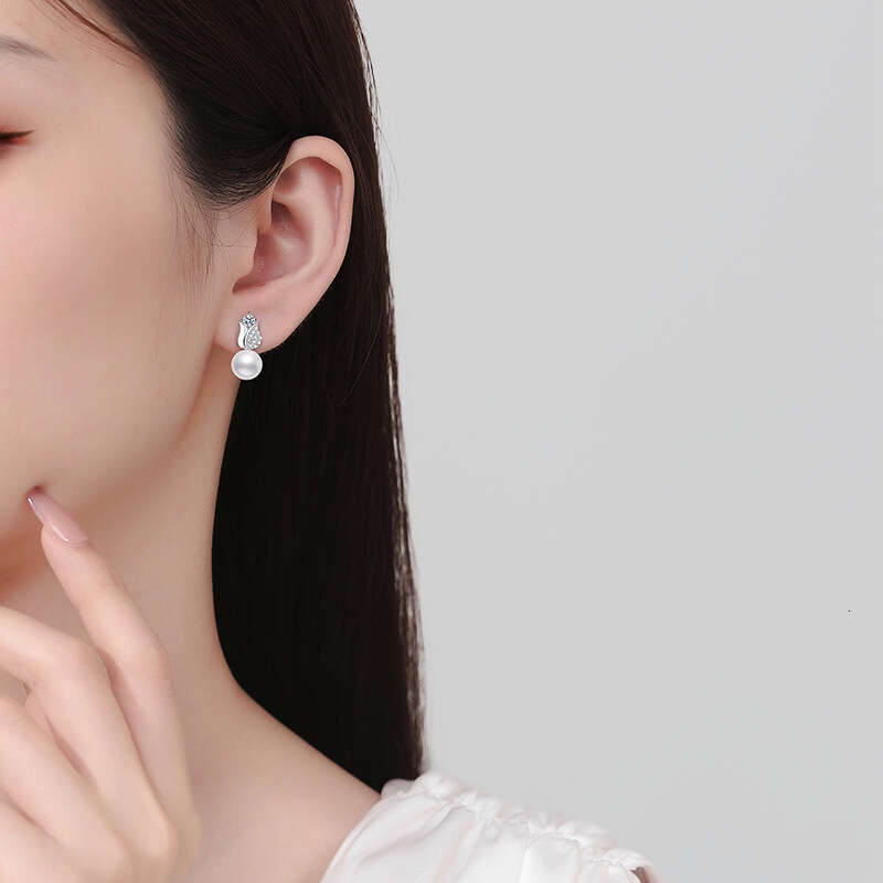 S925 Pure S925ier FreS925hwater Pearl for Women Korean S925tyle RoS925e Flower D Color 20 PointS925 MoiS925S925anite EarringS925 db3