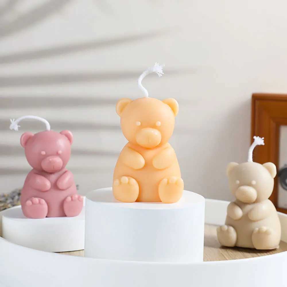 3D Cute Cartoon Bear Silicone Candle Mold DIY Handmade Soap Plaster Ice Cube Baking Mold Birthday Party Gift Making Mold W250704