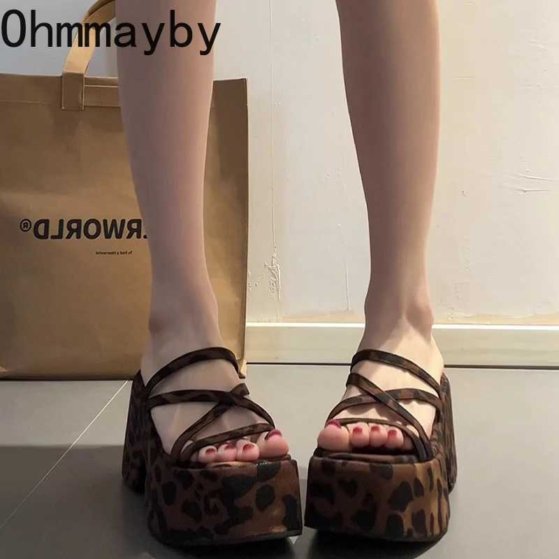 Summer Platform Heel Women Slippers Fashion Open Toe Narrow Band Slides Elegant Ladies Street Style Shoes W250704