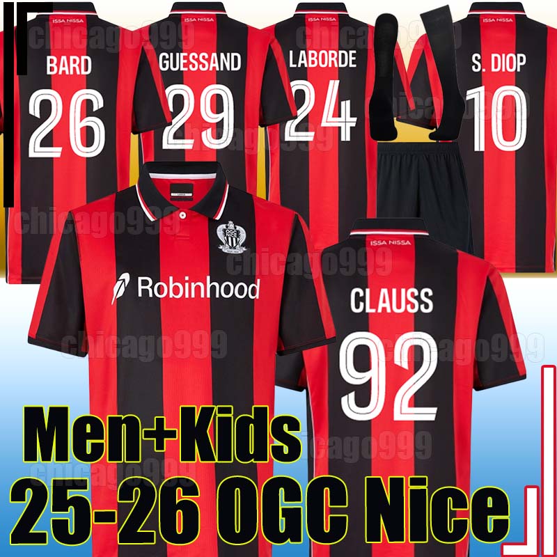 25/26 OGC Nice FC soccer jerseys CLAUSS T.MOFFI GUESSAND BARD BOGA D A N T E LABORDE LABORDE BOUDAOUI CHO maillot de foot Men kids kit socks Football Shirts